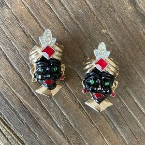 Vintage Blackamoor enamel & rhinestone pins- set of 2